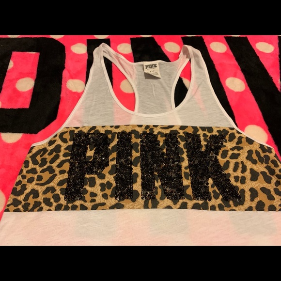 *Sold VS Pink bling leopard cheetah tank Sz s - Picture 2 of 3